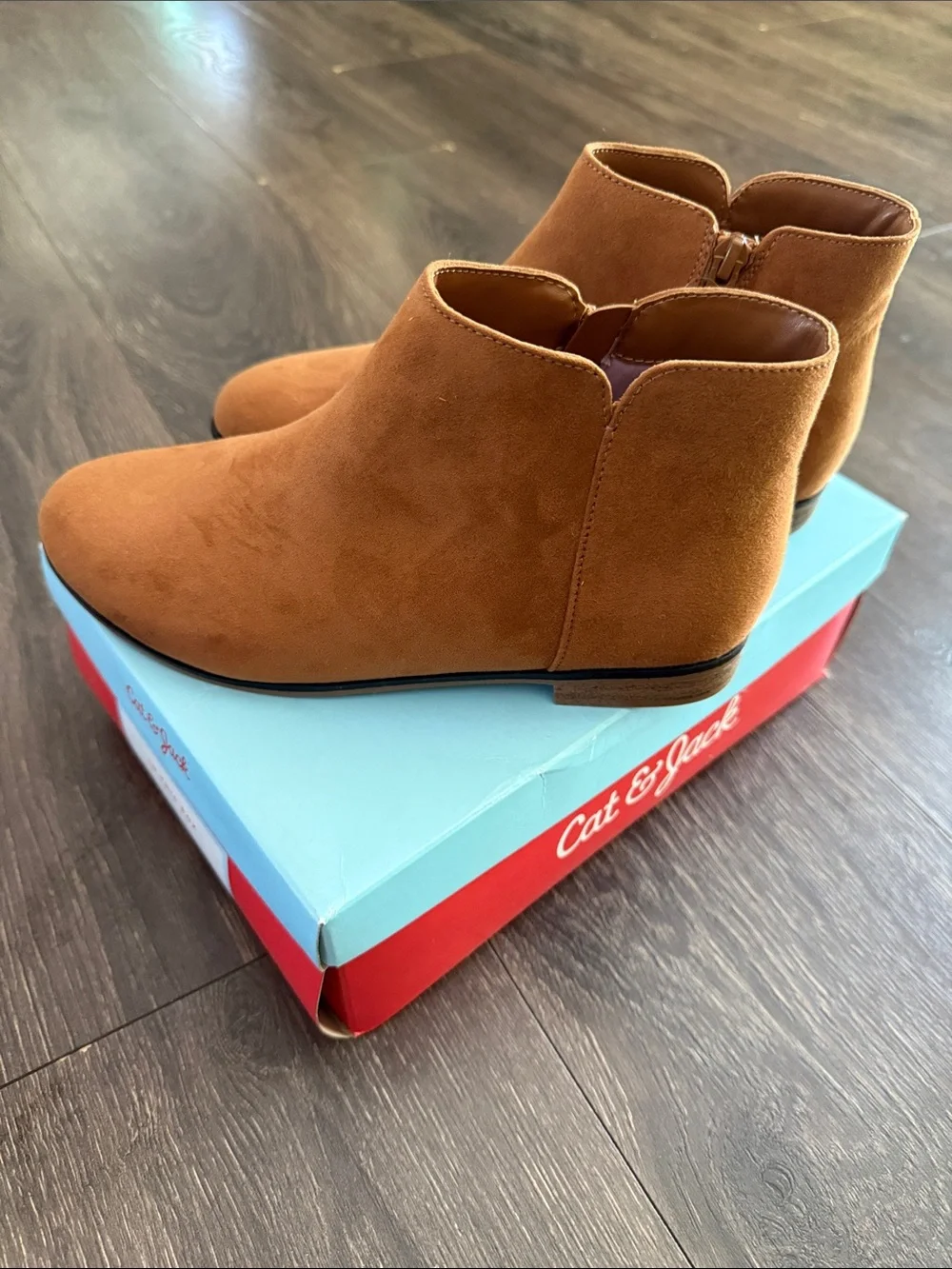 Cat & Jack Girls' Brown Suede-Look Ankle Boots